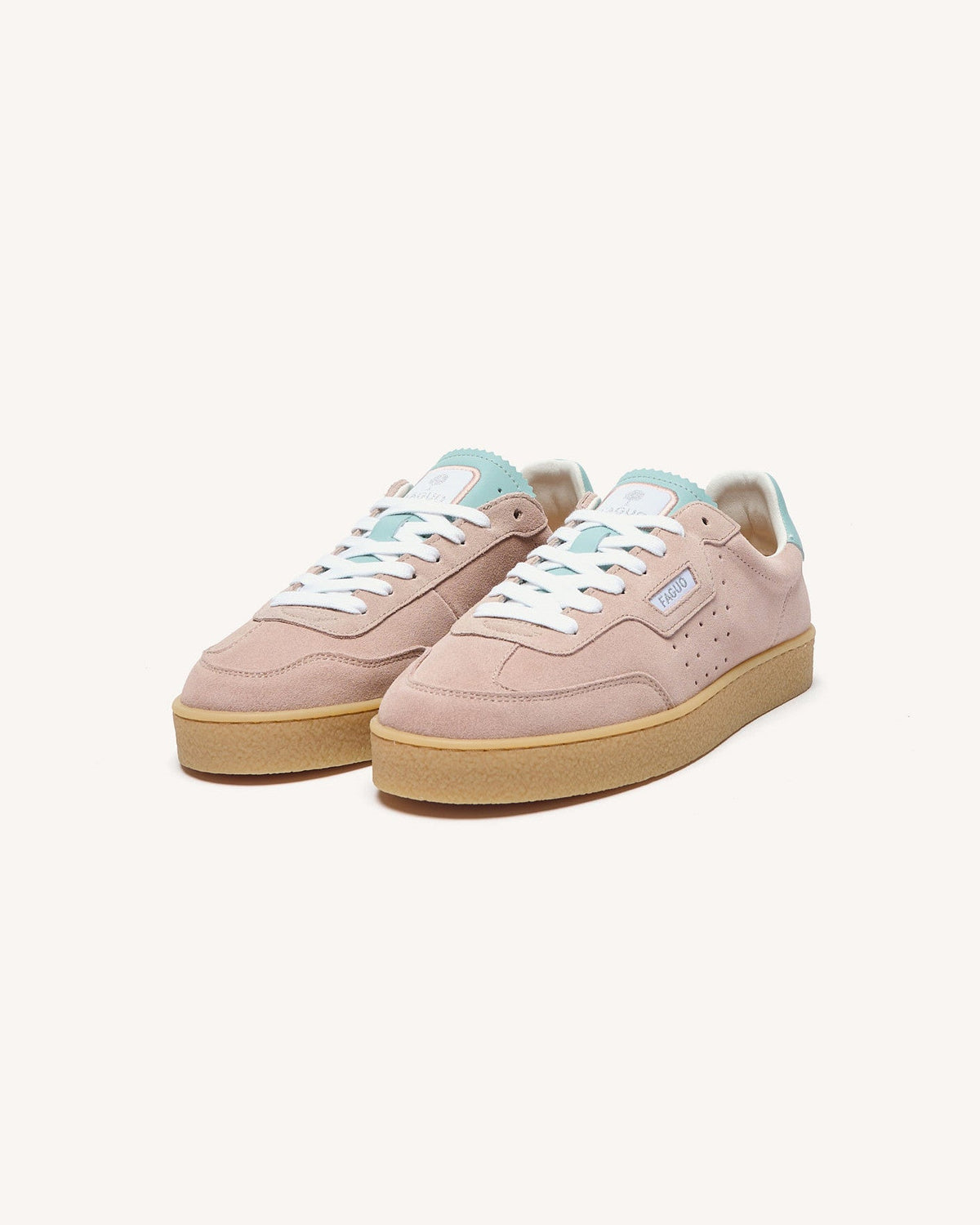 Sneakersy Ze Skóry Zamszowej Szaroróżowe