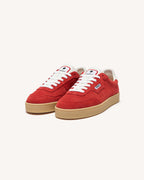 Red Suede Leather Trainers