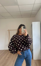 Pull à pois chocolat Zélie