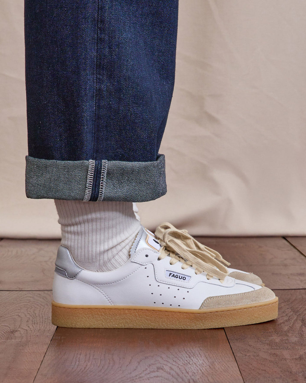 Sneakers van leer en suède - Wit
