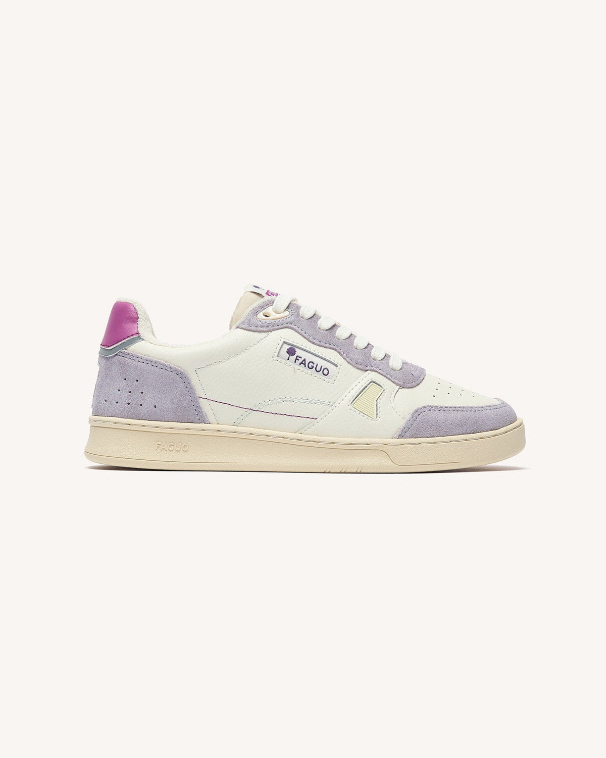 Sneakers Wit En Grijsroze Leer