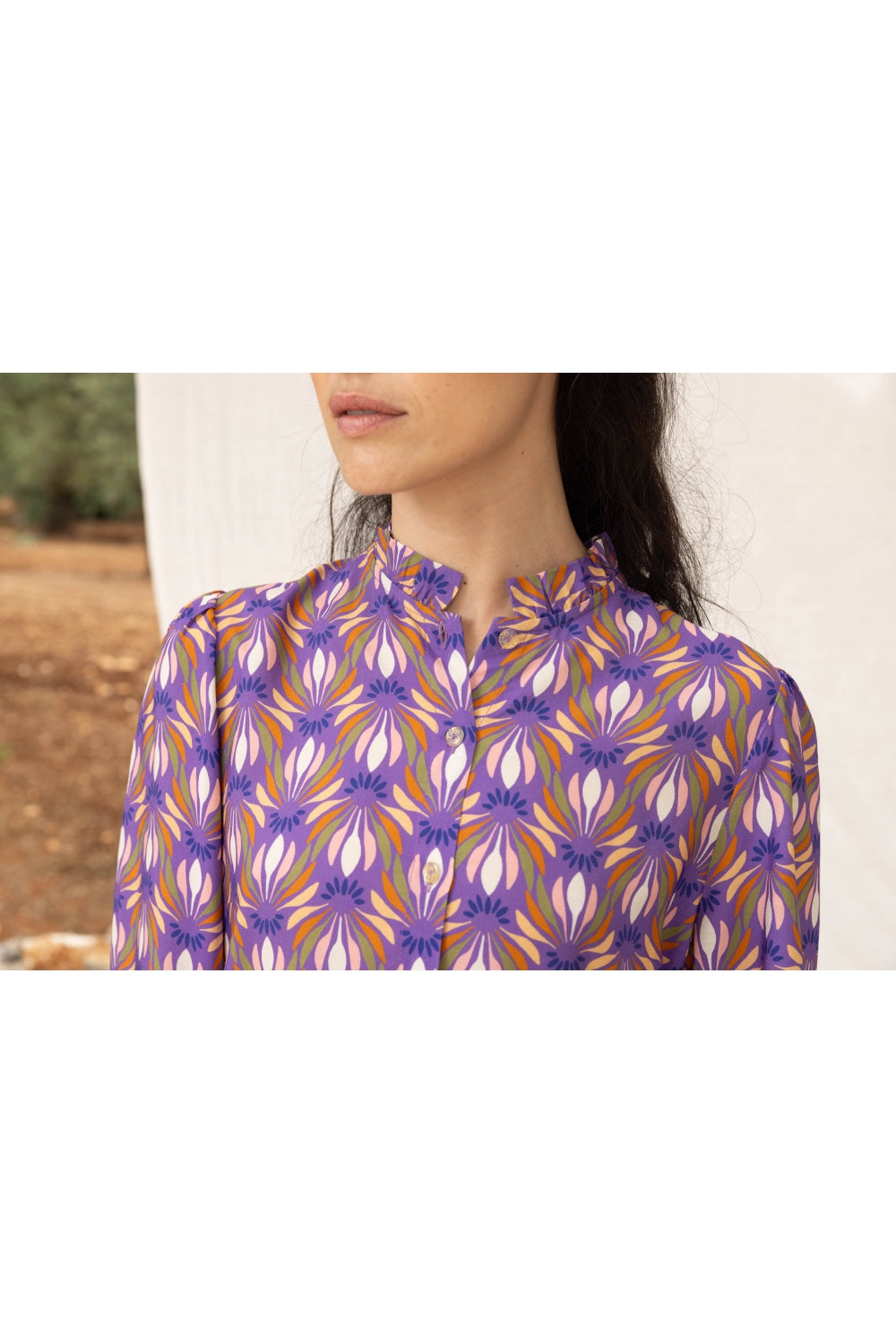 Overhemd Darline Met Lotusbladerenprint - Mauve