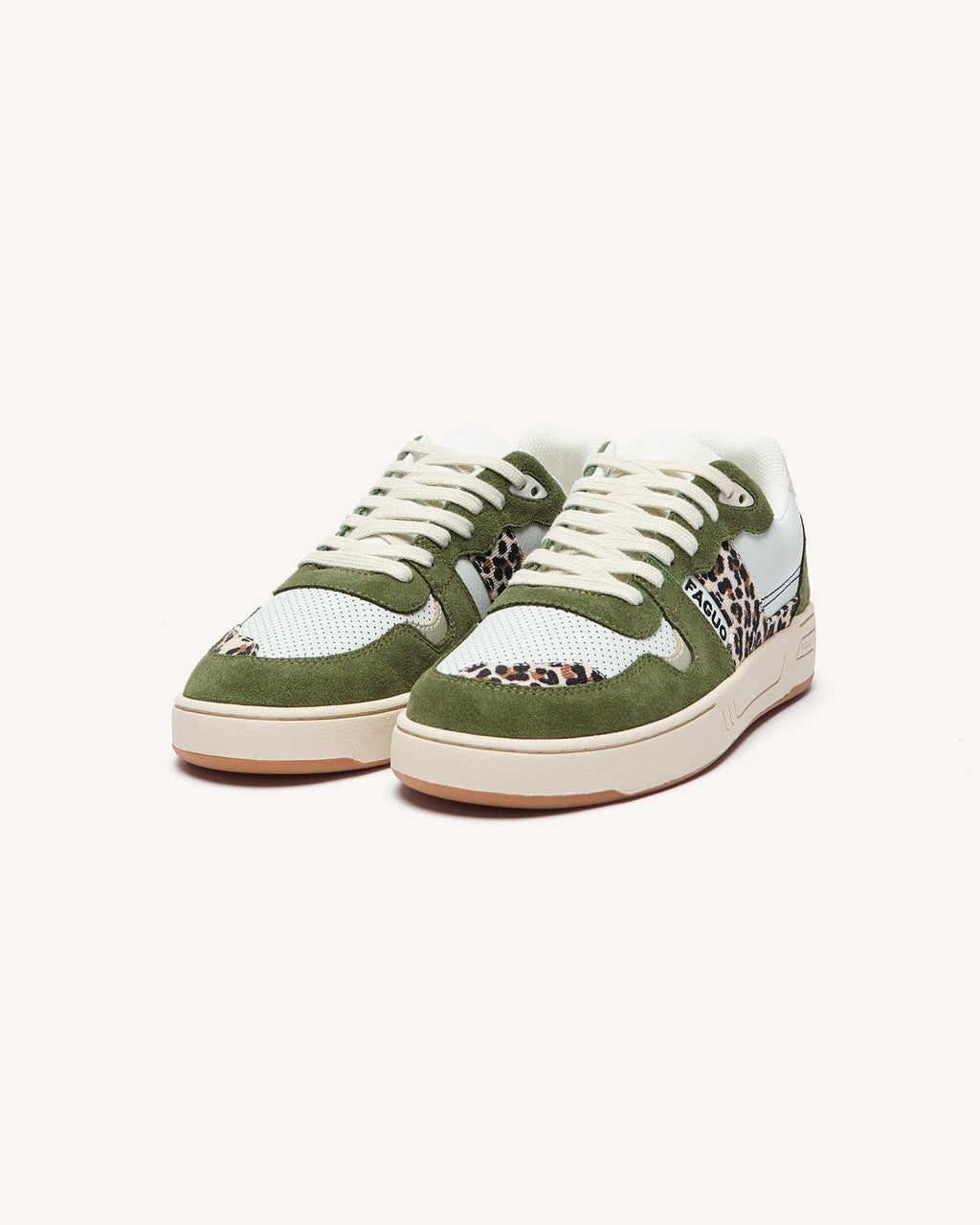 Sneakersy Ze Wzorem W Panterkę I Khaki Ze Skóry