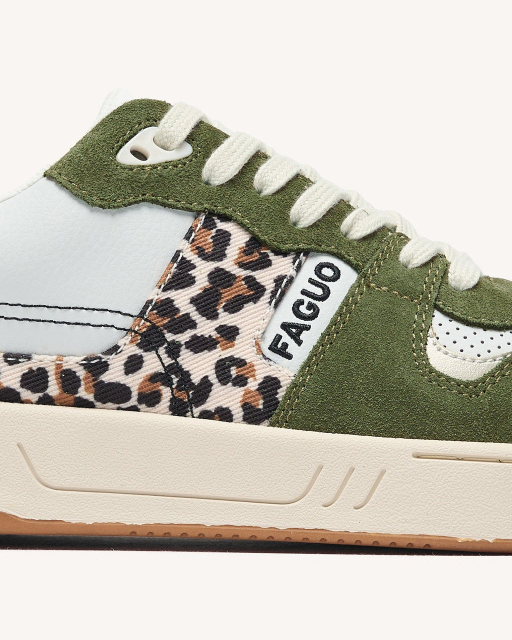 Sneakersy Ze Wzorem W Panterkę I Khaki Ze Skóry