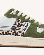 Sneakersy Ze Wzorem W Panterkę I Khaki Ze Skóry