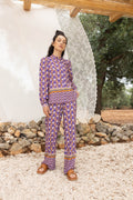 Los pantalones Tracy con estampado de hojas de loto