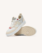 Cream and Red Leather Trainers