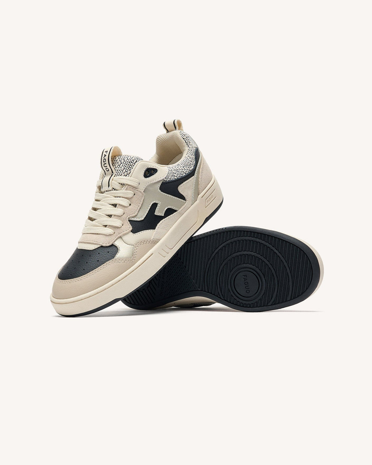 Black and Gold Leather Trainers