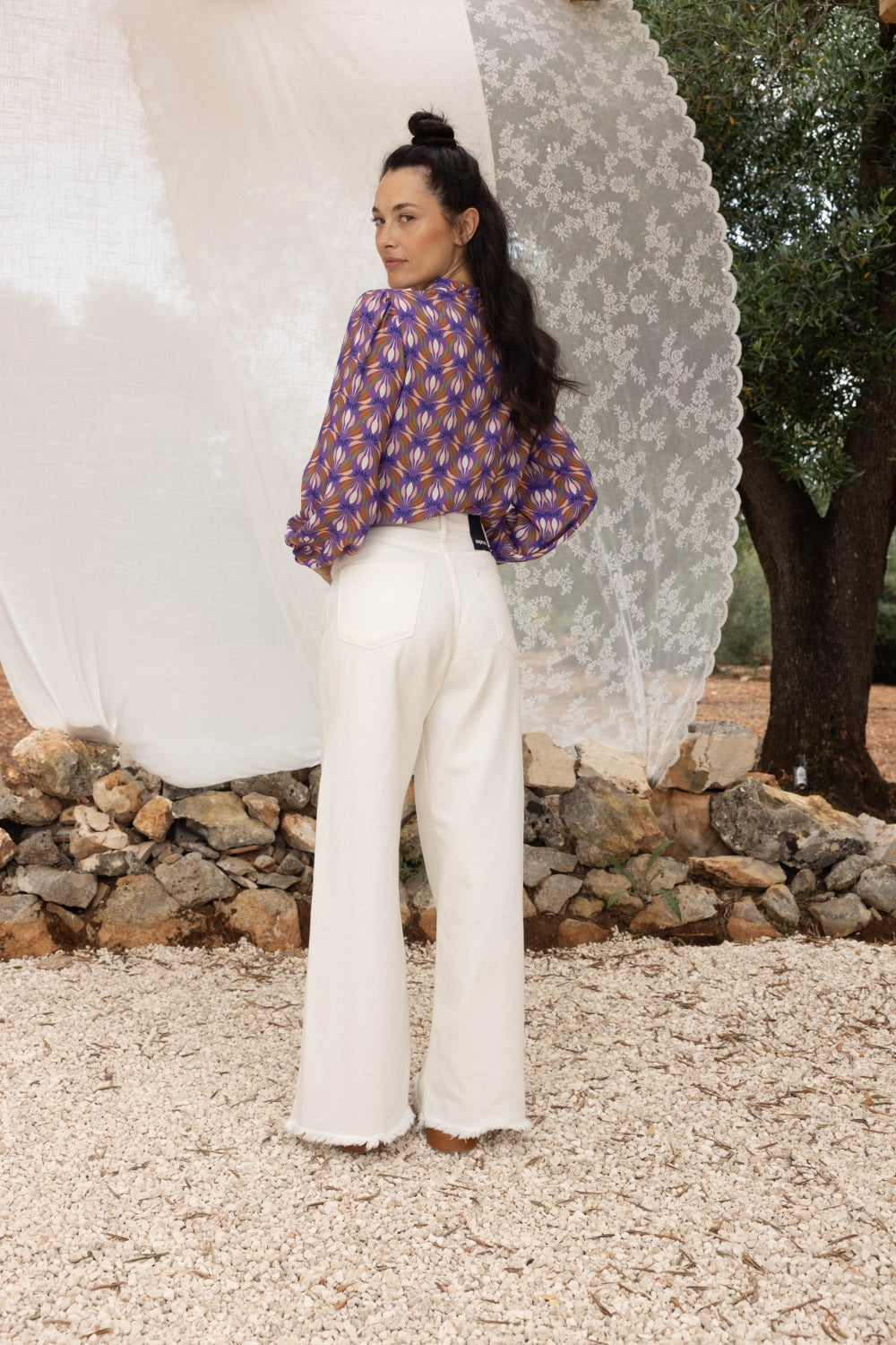 Overhemd Darline Met Lotusbladerenprint - Mauve