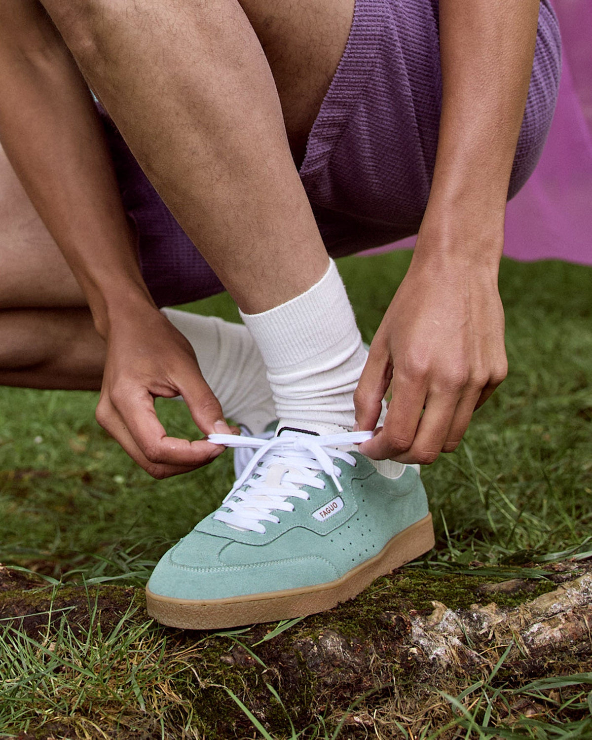 Baskets Cuir Suède Vert Clair