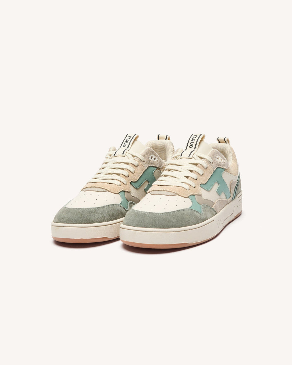 Sneakersy skórzane beżowo-niebieskie