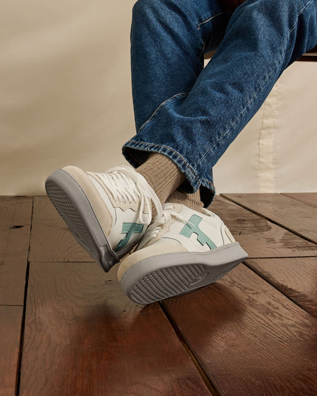 Sneakersy Hazel - Kremowo-niebieskie