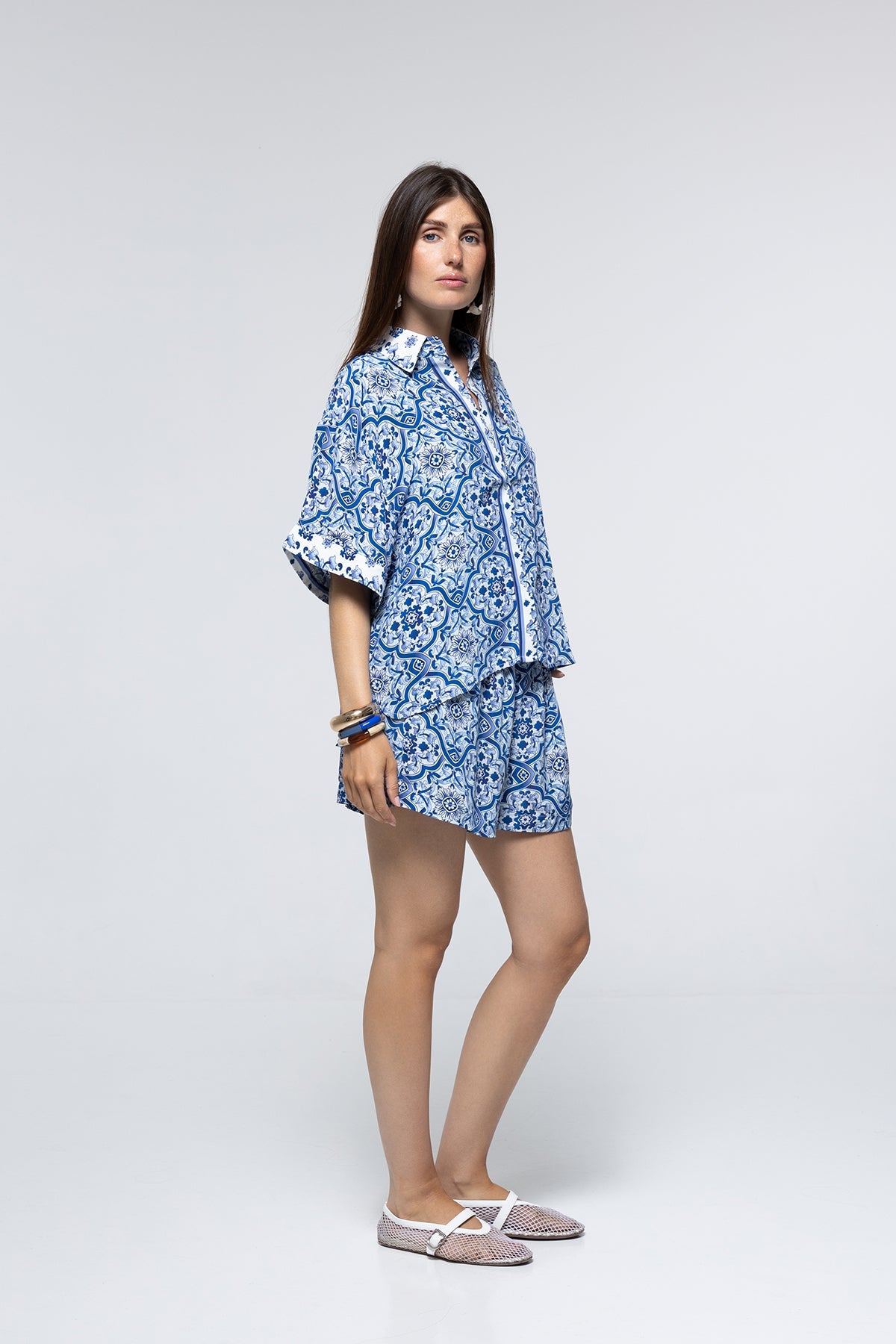 Camisa Zazi - Azulejo Azul