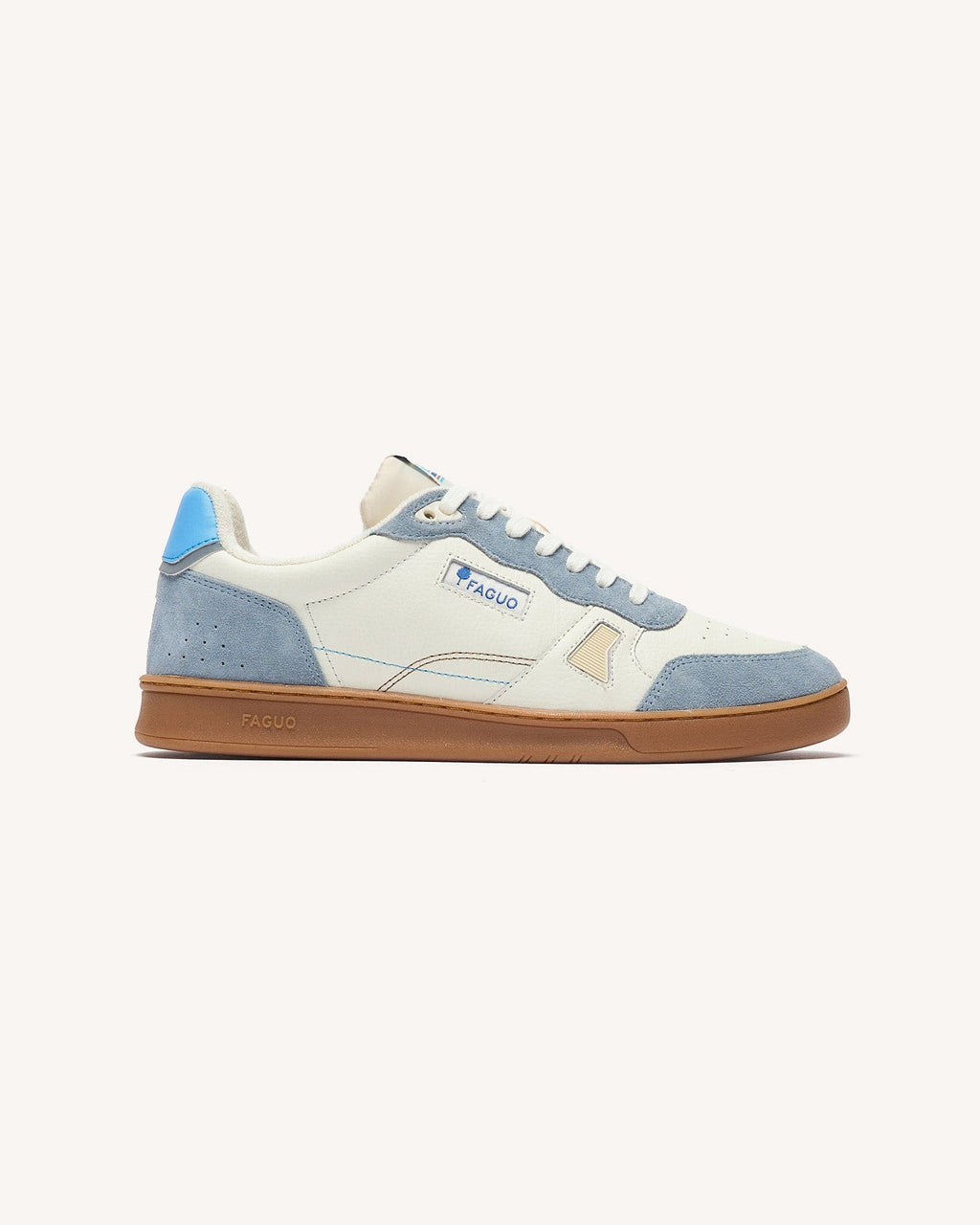 Sneakers Wit En Blauw Leer