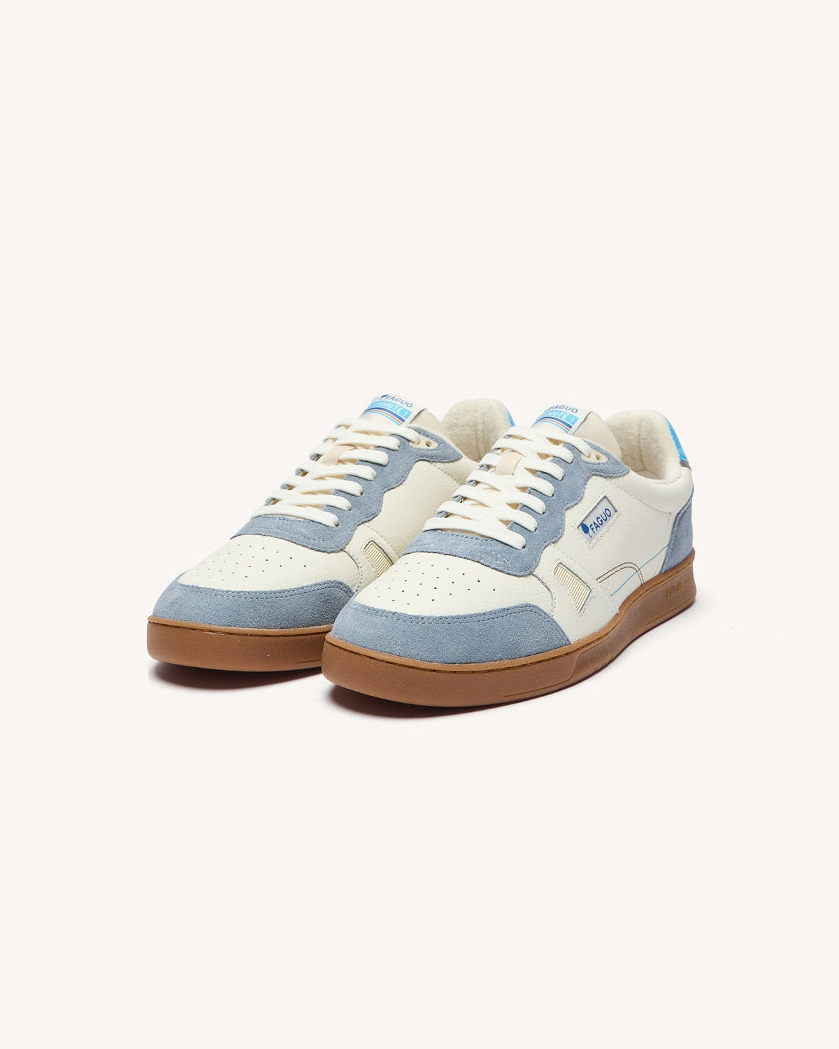 Sneakers Wit En Blauw Leer