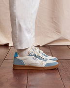 Sneakers Wit En Blauw Leer