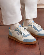 Sneakers Wit En Blauw Leer