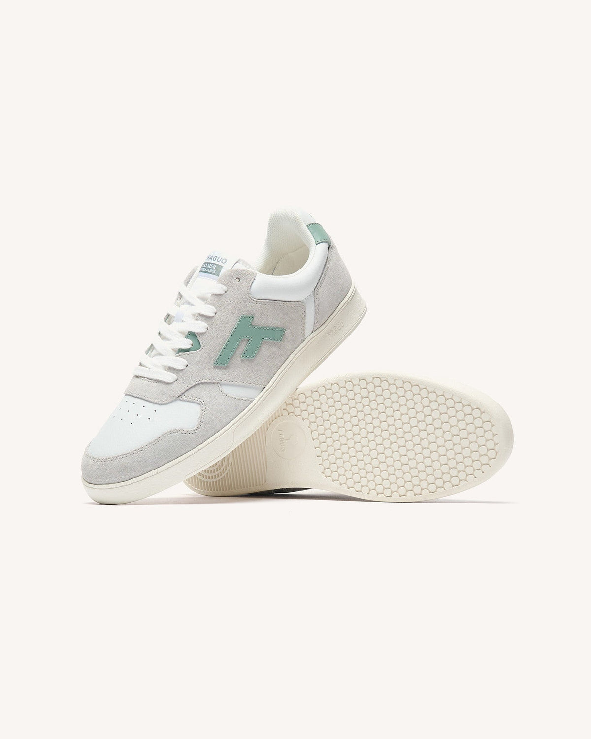 Baskets Blanc Et Vert Clair Cuir