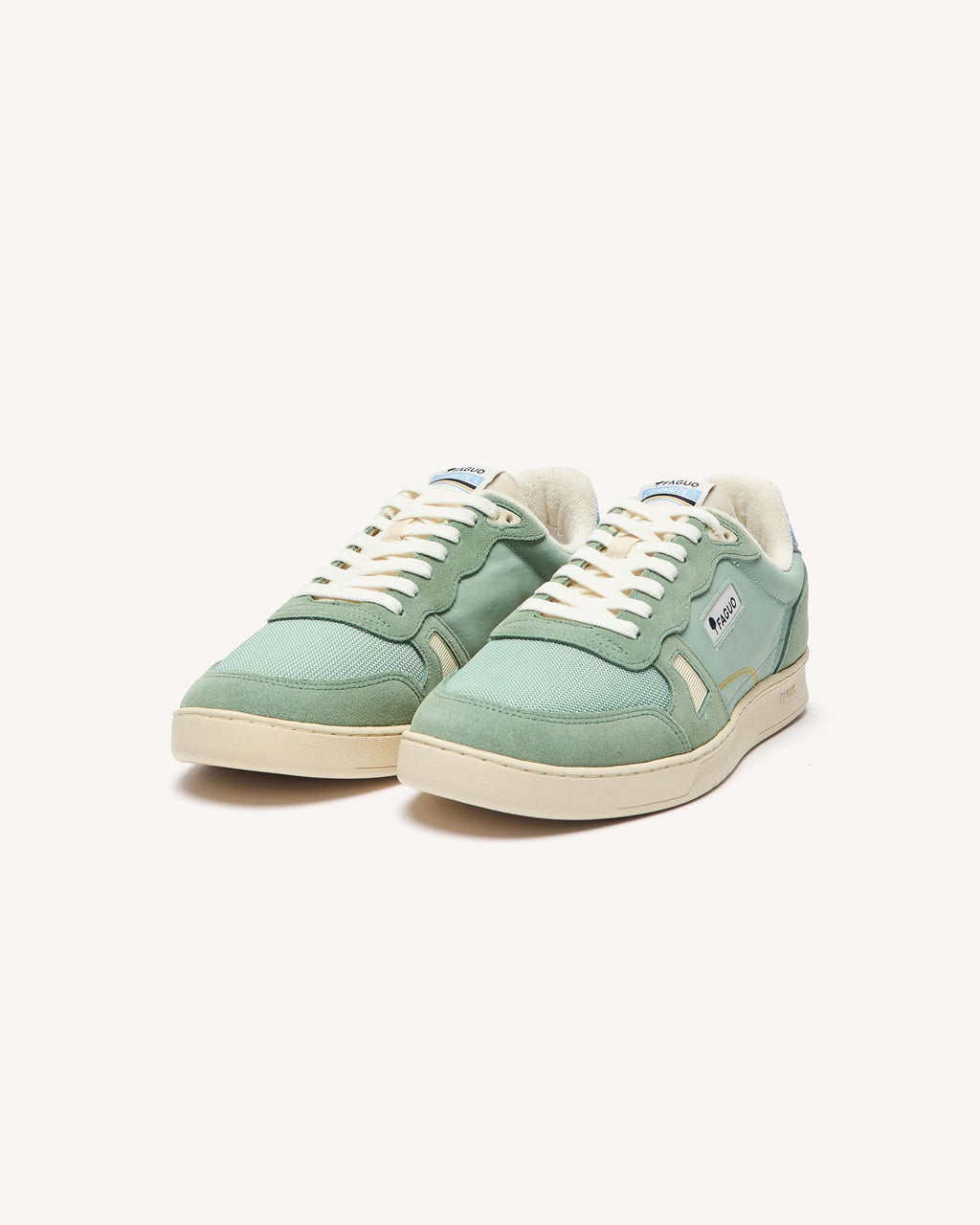Sneakersy skórzane i zamszowe jasnozielone