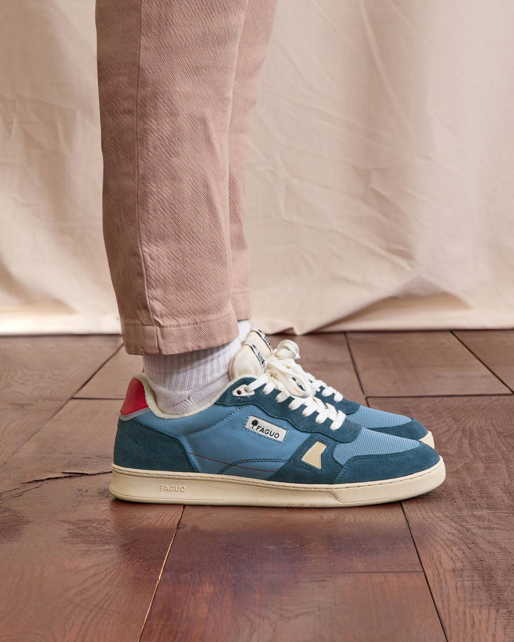 Baskets Cuir Et Suède Bleu Jean