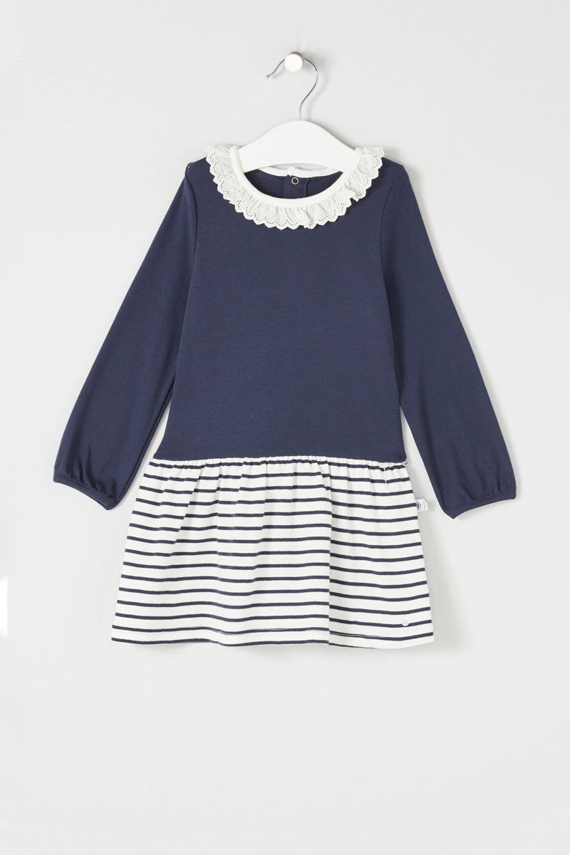 Robe - Bleu Marine Et Blanc - Bébé Fille