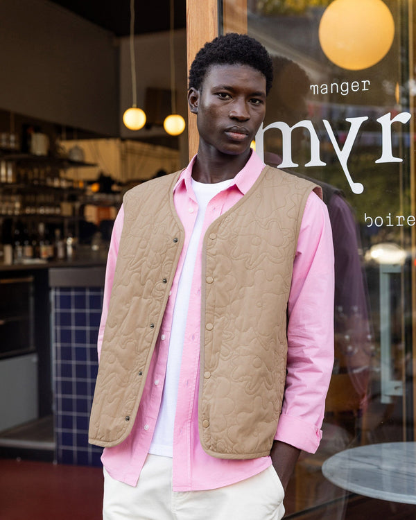 Veste Sans Manches Coton Taupe