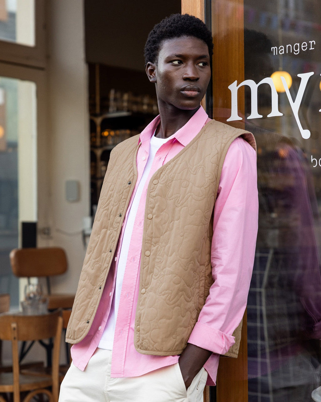 Gilet in cotone taupe