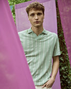 Polo Vert Clair Et Écru Coton