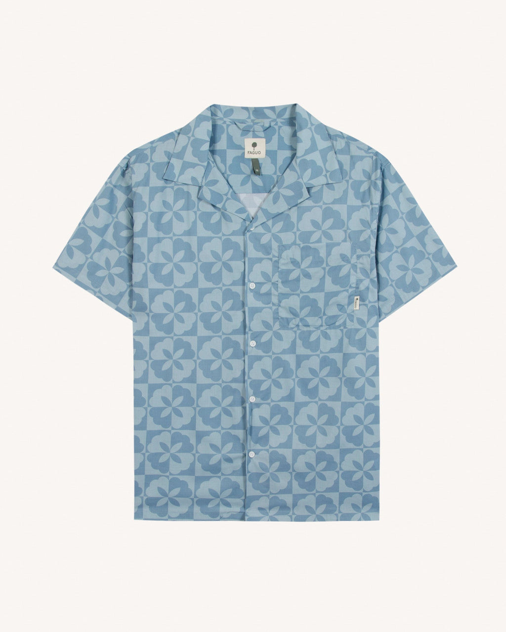 Camicia a maniche corte blu medio in viscosa