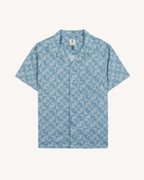 Camicia a maniche corte blu medio in viscosa