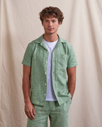 Chemise Manches Courtes Vert Clair Viscose