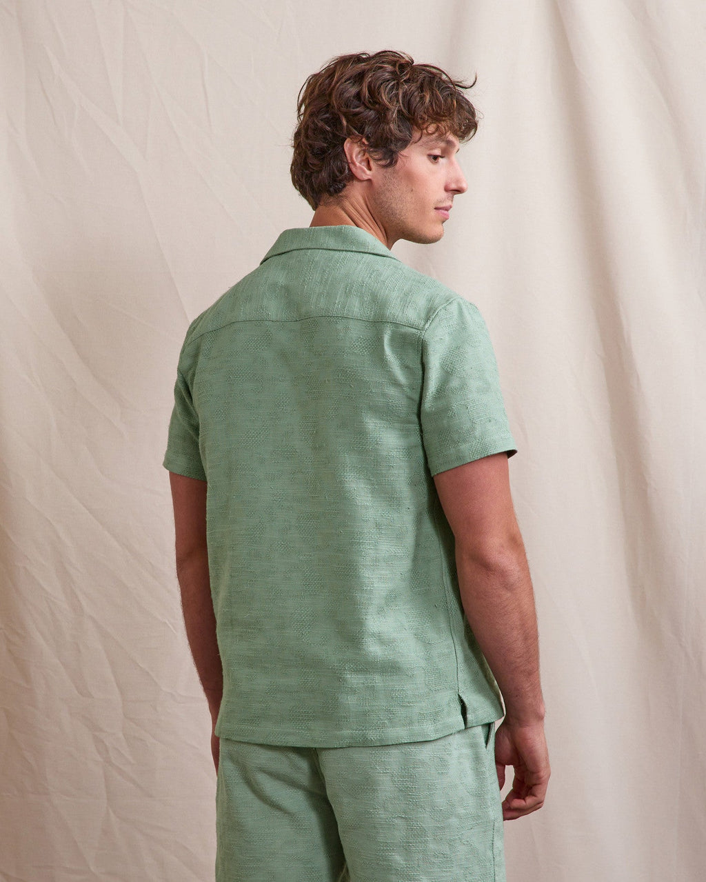 Chemise Manches Courtes Vert Clair Viscose