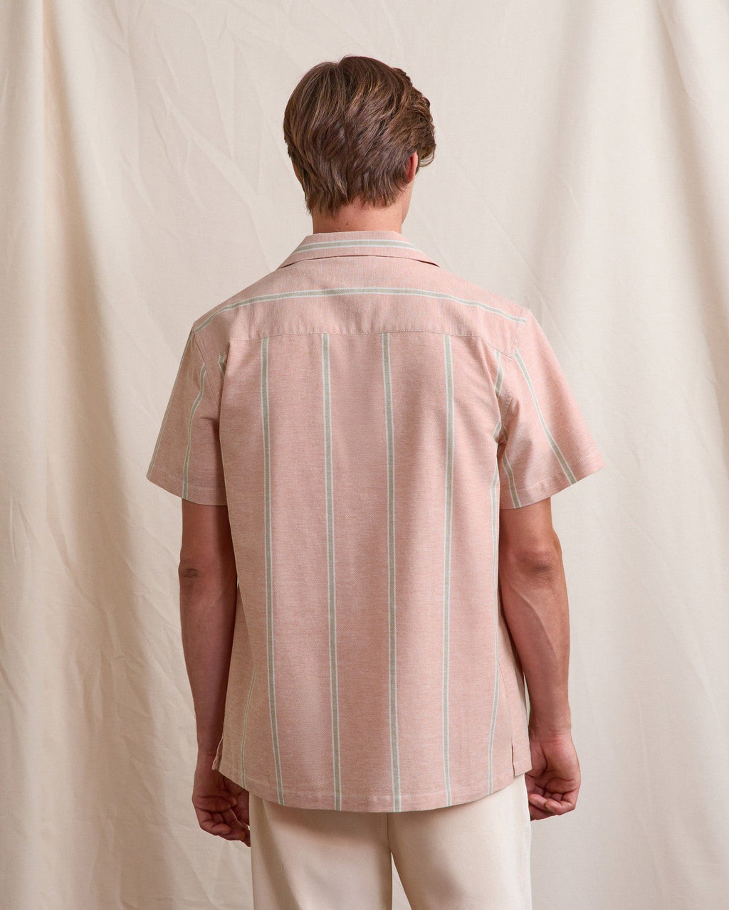 Camicia a maniche corte mattone ed écru