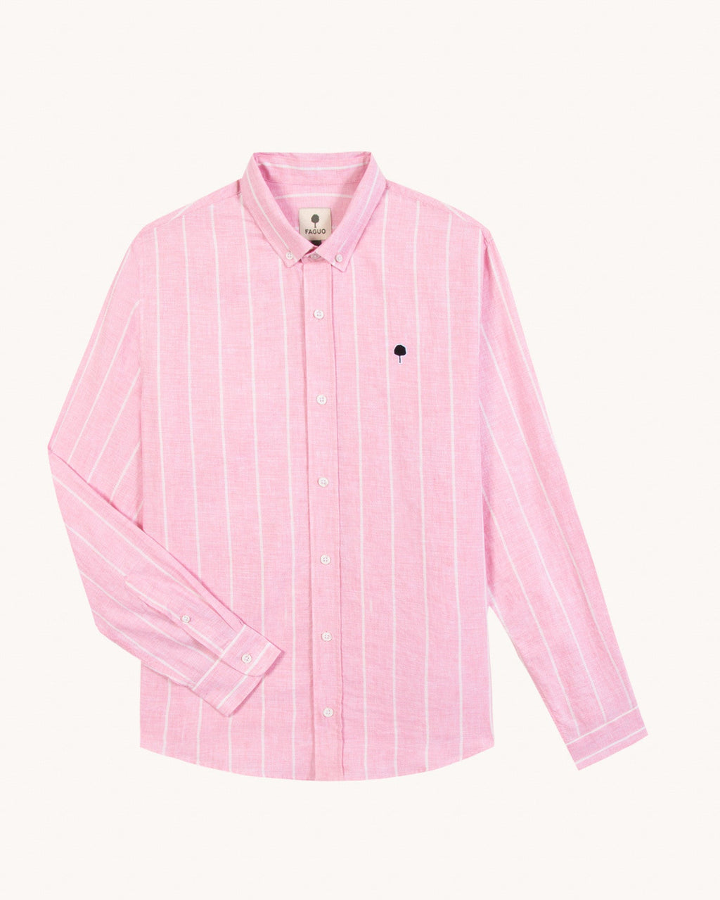 Chemise En Lin Rayée Rose Et Blanc