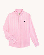 Chemise En Lin Rayée Rose Et Blanc