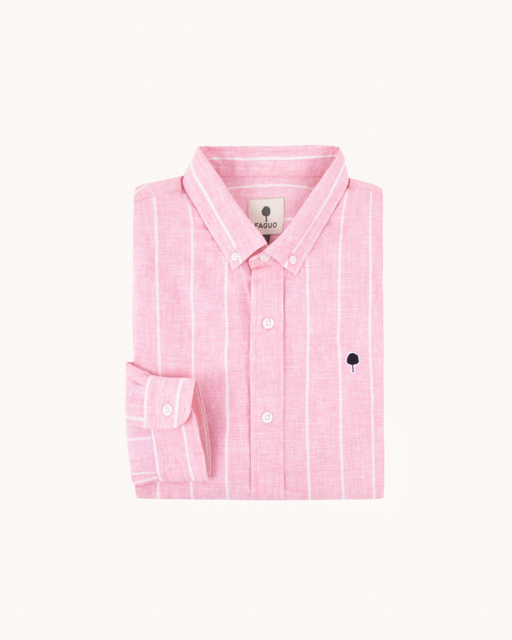 Chemise En Lin Rayée Rose Et Blanc