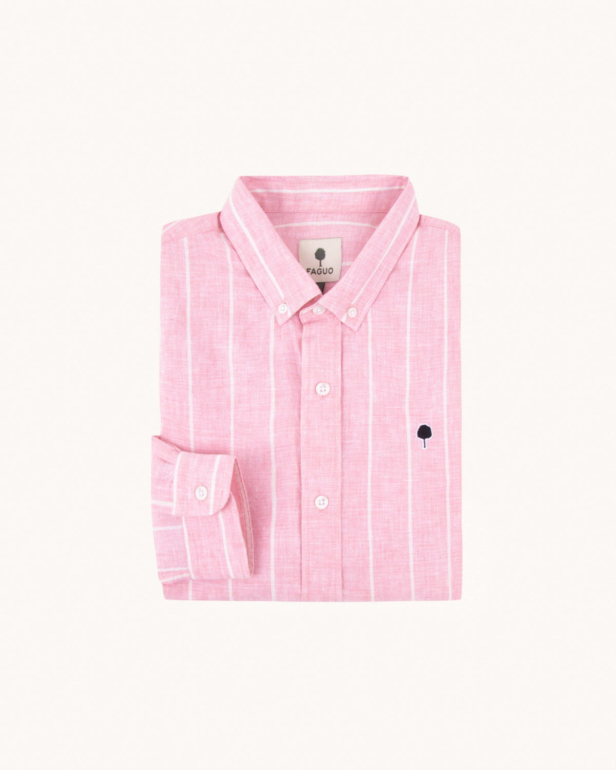 Chemise En Lin Rayée Rose Et Blanc