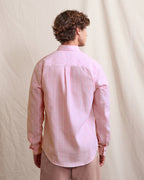 Chemise En Lin Rayée Rose Et Blanc
