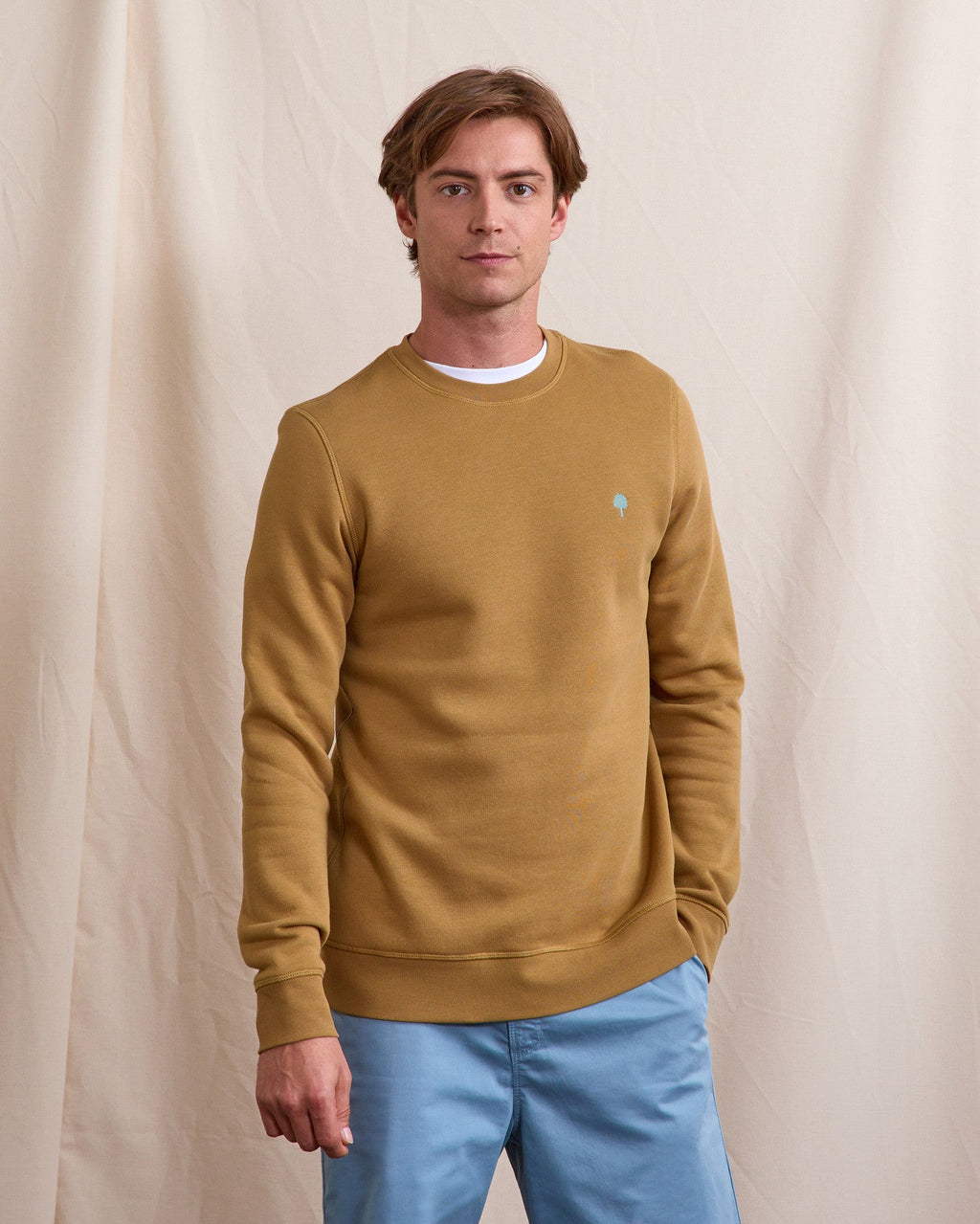 Sweatshirt mit Rundhalsausschnitt Hellbeige