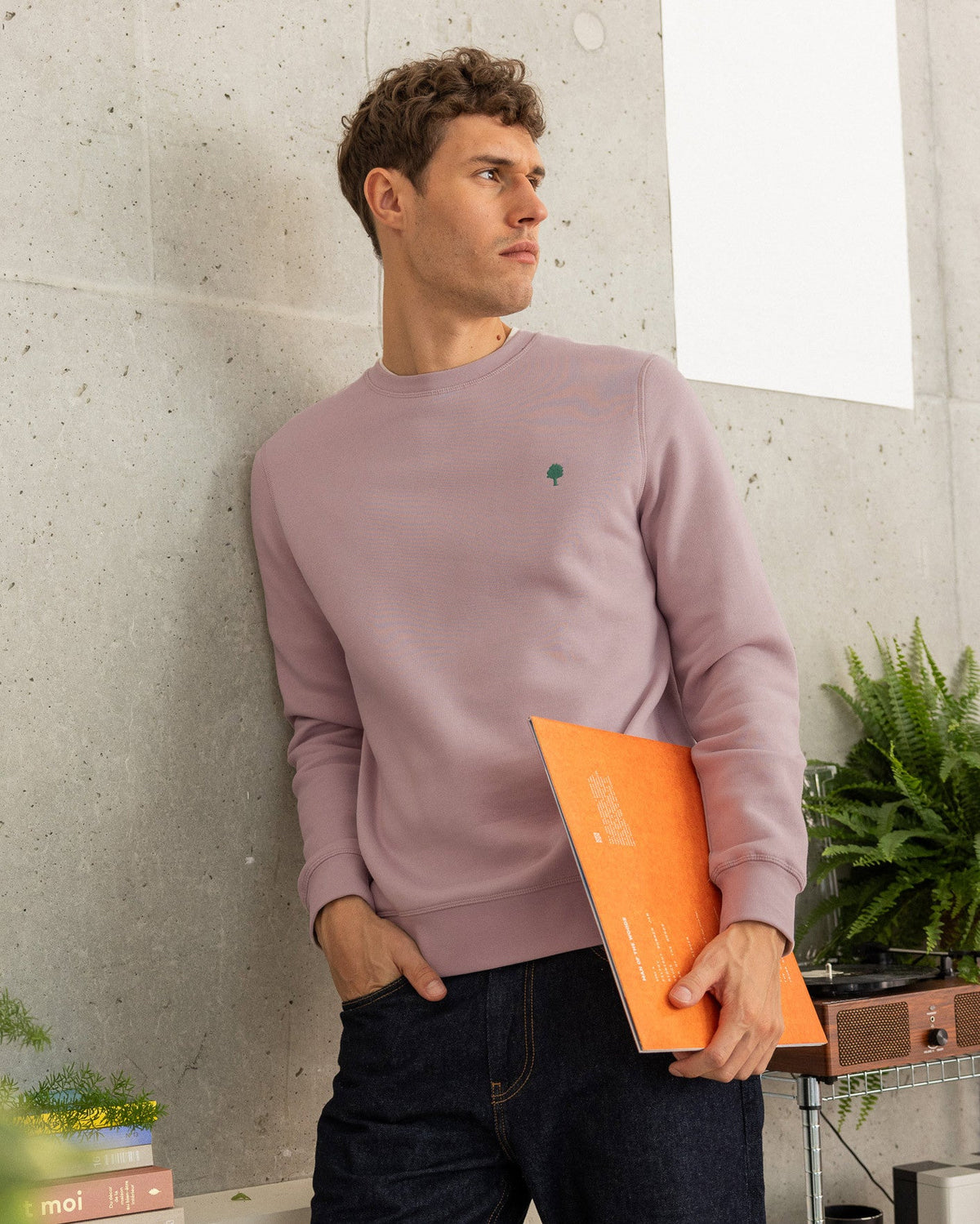 Sweat Col Rond Rose Grisé