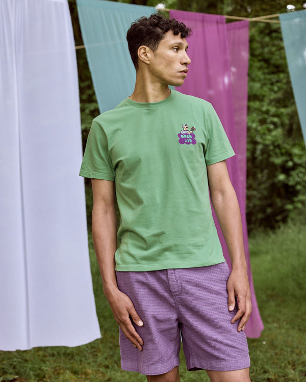 T-Shirt Imprimé Open Air Vert Menthe Coton