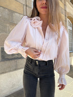 Soft Pink Brown Blouse