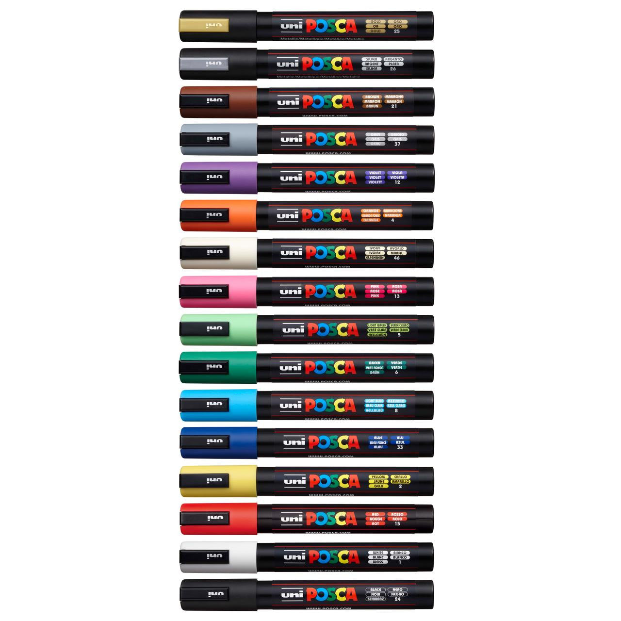 Set of 16 Markers - Medium Conical Tip - Posca