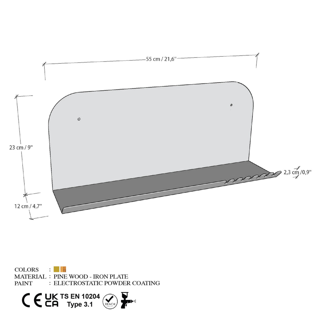 Long Pouch Wall Shelf - Gold