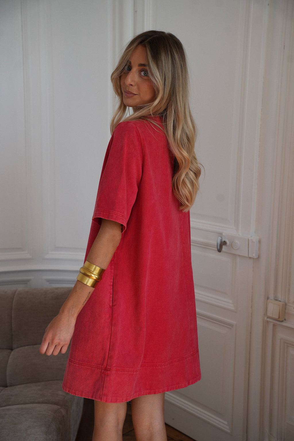 Robe En Jean Zaho - Rouge