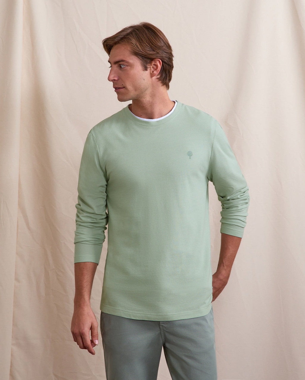 Langarmshirt Hellgrün Baumwolle