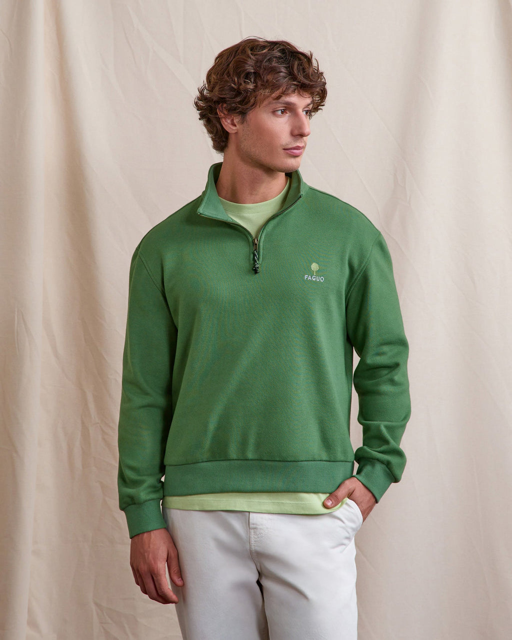 Sweat Zippé Vert Coton Bio