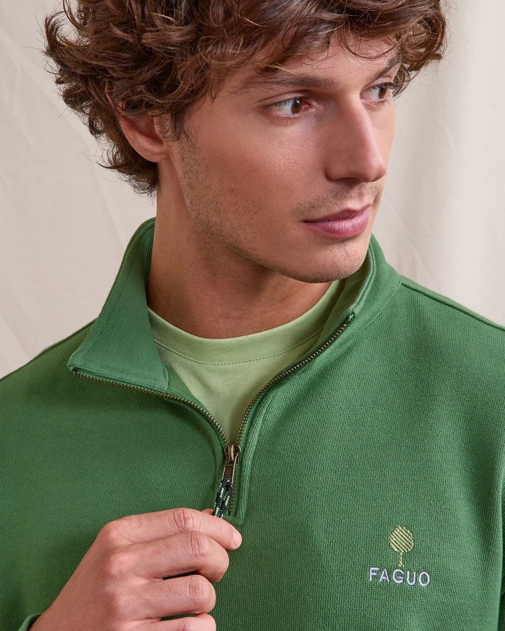 Sweat Zippé Vert Coton Bio