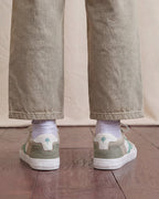 Baskets En Toile Beige Et Bleu