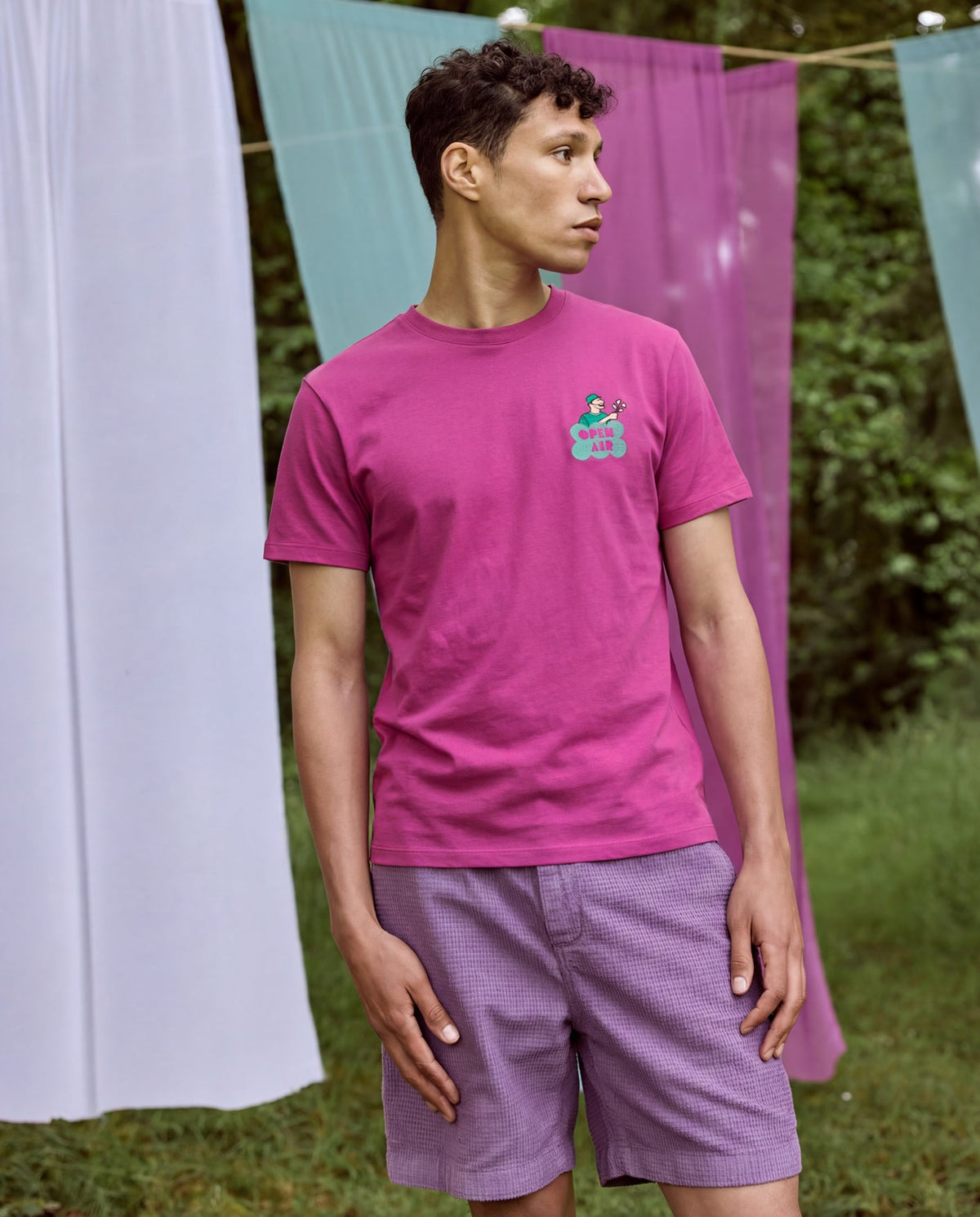 T-shirt fucsia in cotone
